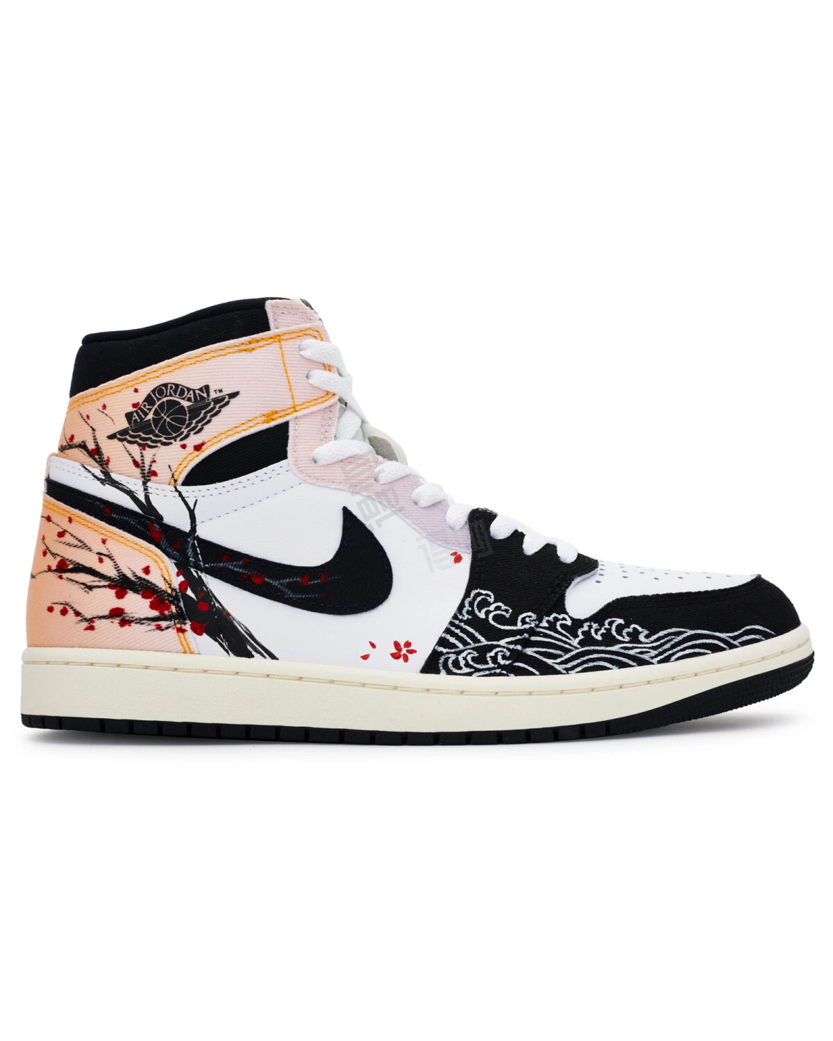 Jordan Air Jordan 1 мужские высокие кроссовки черно-белые с оранжево-фиолетовыми деталями картинка