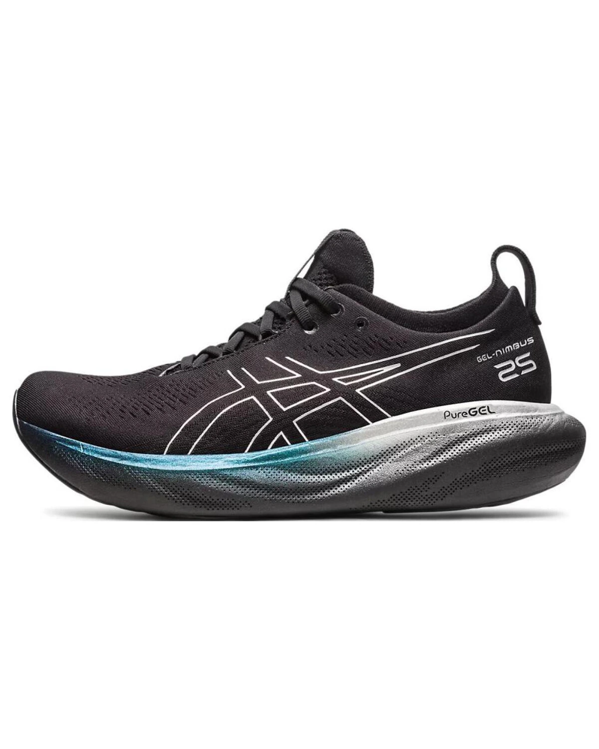 Asics GEL-Nimbus 25 мужские кроссовки для марафона черно-серебристо-синие картинка