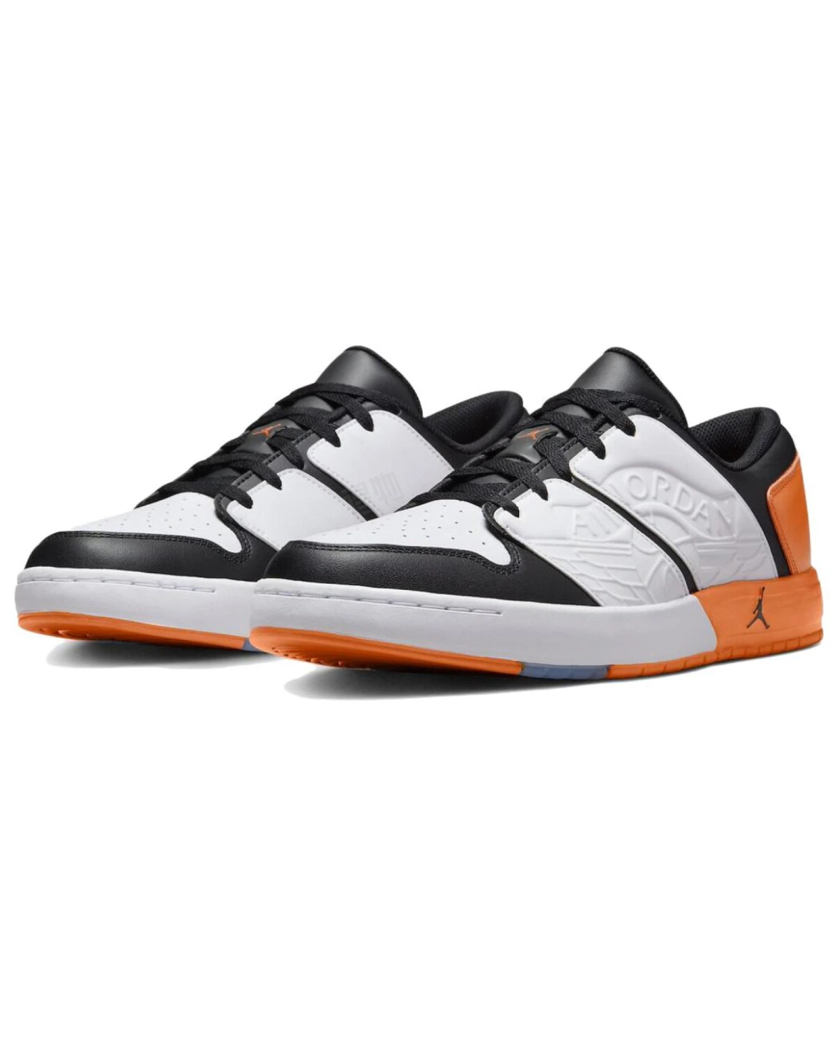Jordan Nu Retro 1 Low мужские спортивные кроссовки бело-чёрно-оранжевые кожаные картинка