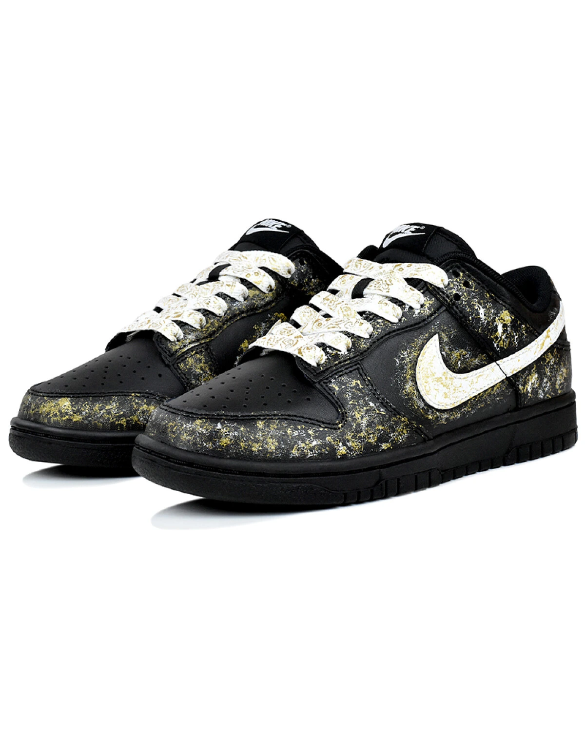 Nike Dunk унисекс кроссовки черно-золотые с художественным принтом картинка