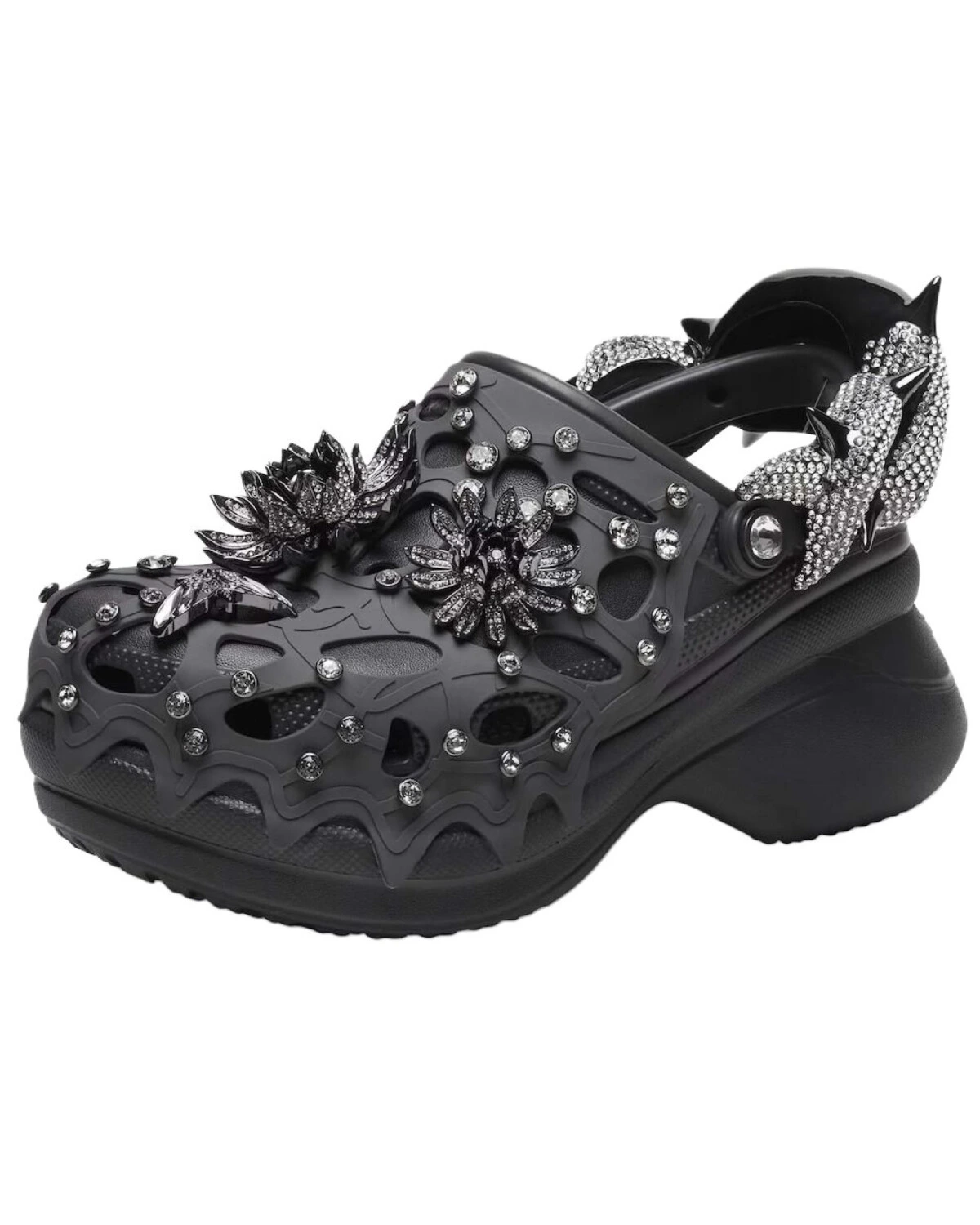 Crocs Bae Clog Swarovski сабо черные с платформой картинка