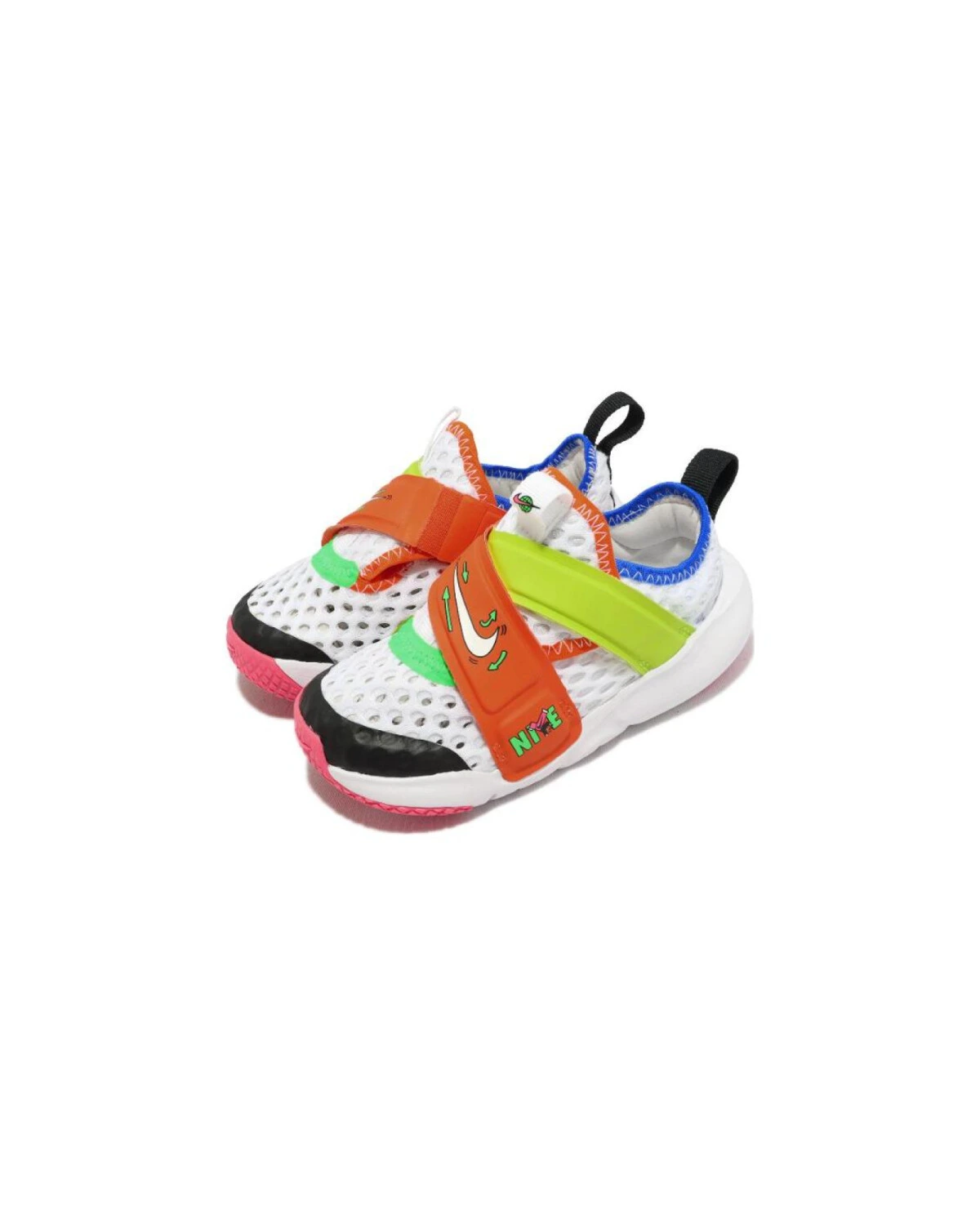 Nike Flex Advance детские кроссовки для бега бело-желто-оранжевые на липучке картинка