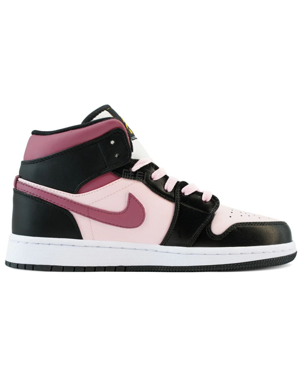 Jordan Air Jordan 1 женские кроссовки высокие черно-розовые картинка