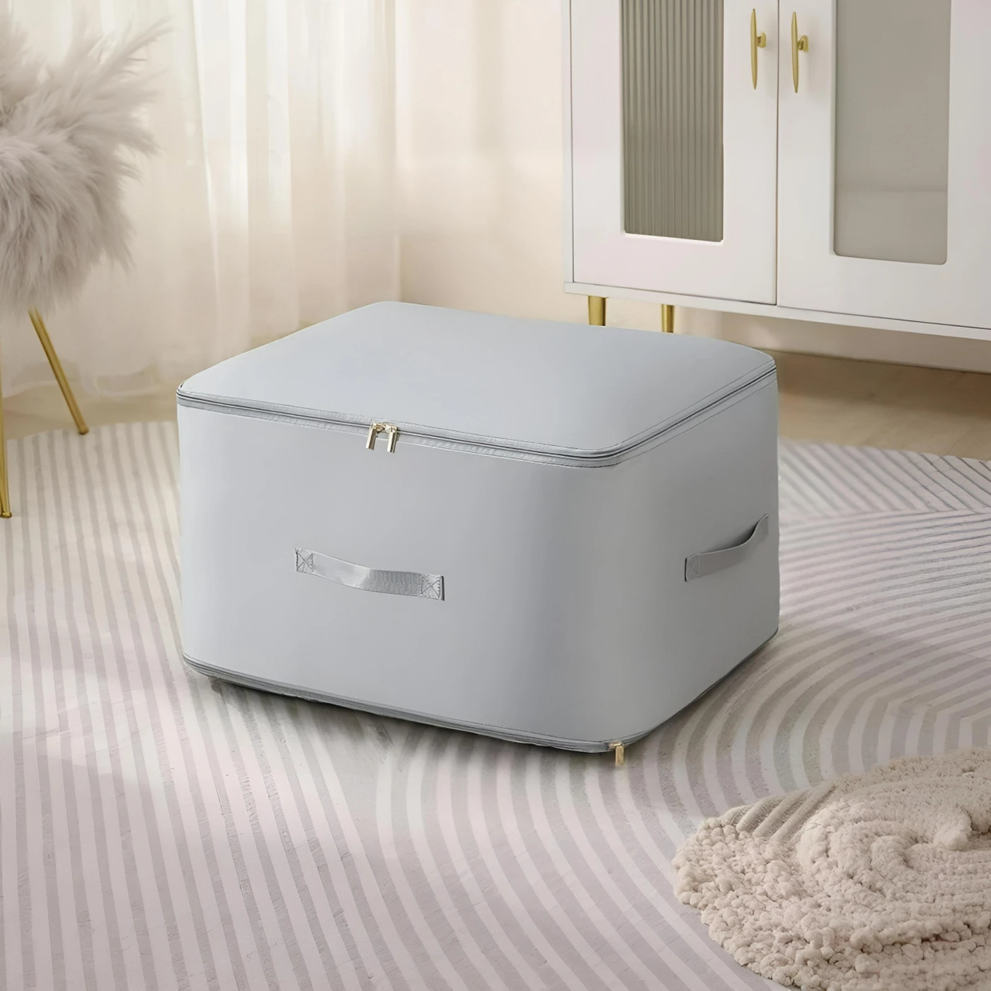 Вакуумная сумка для хранения одеял без насоса (серый) картинка