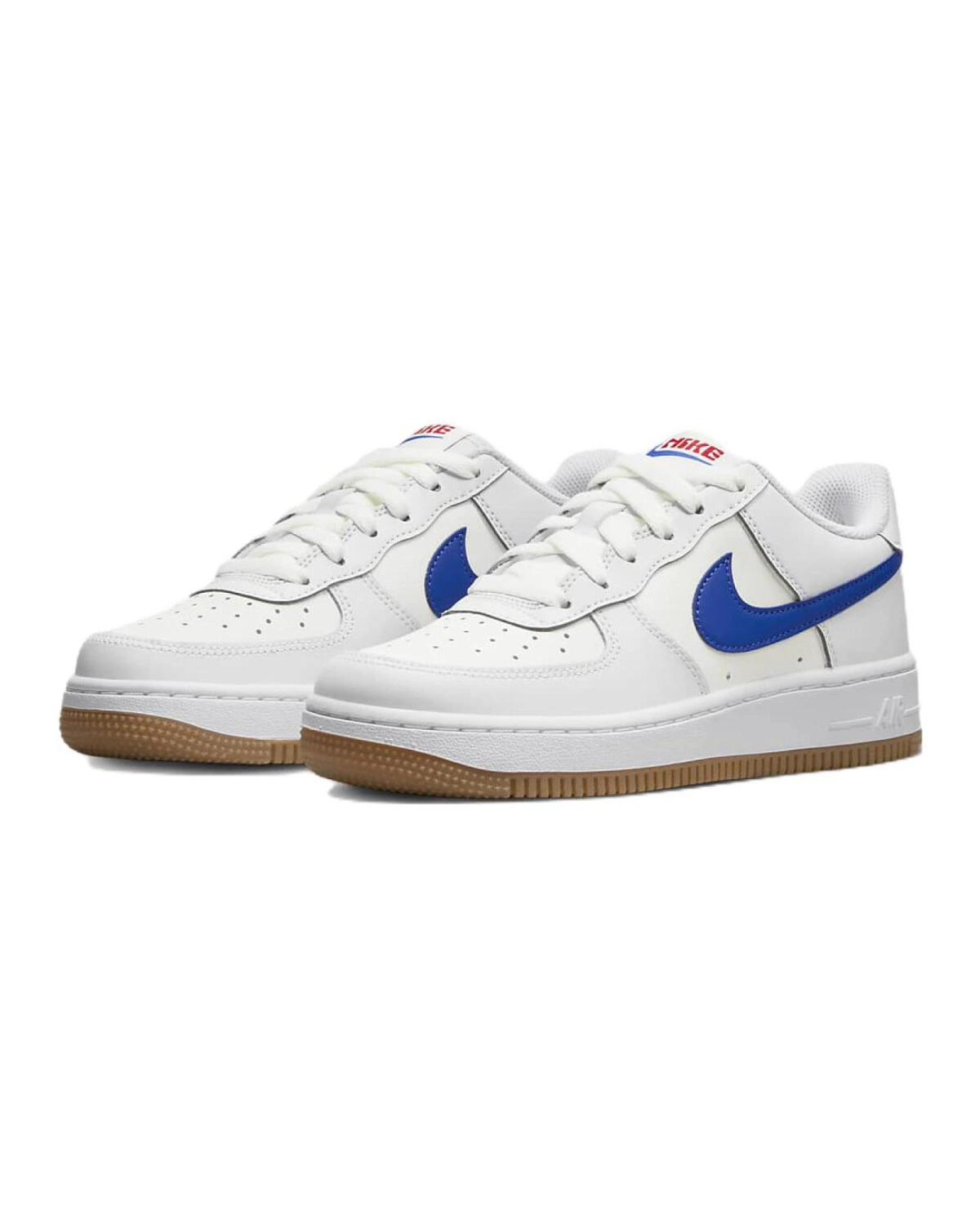 Nike Air Force 1 детские кроссовки из кожи бело-синие картинка