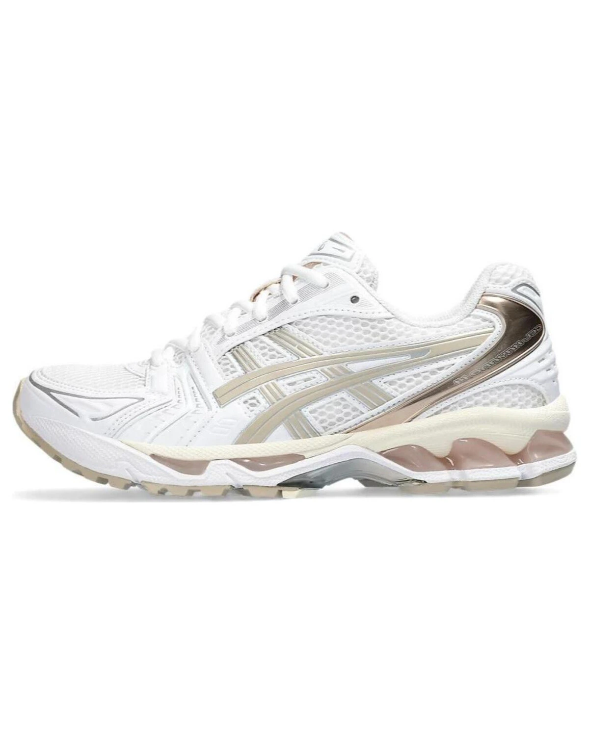 Asics Gel-Kayano 14 женские кроссовки повседневные кожа и сетка бело-коричневые картинка
