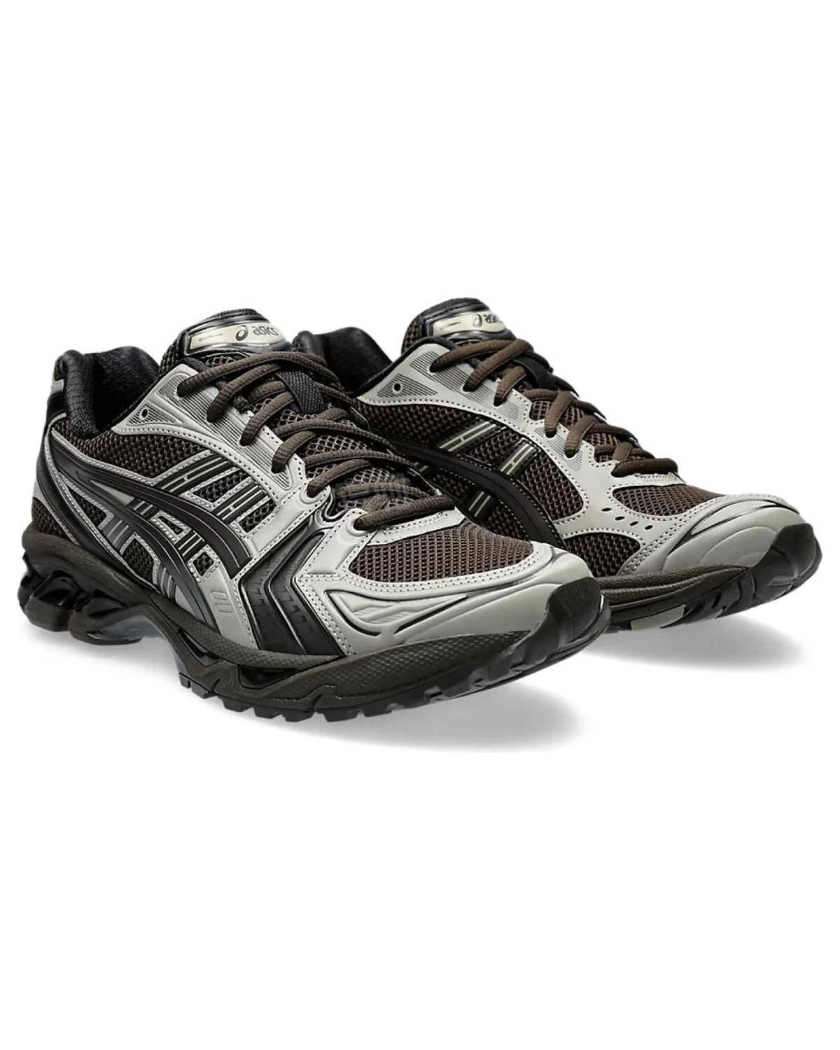 Asics Gel-Kayano 14 спортивные кроссовки из сетки и кожи черно-серо-коричневые картинка