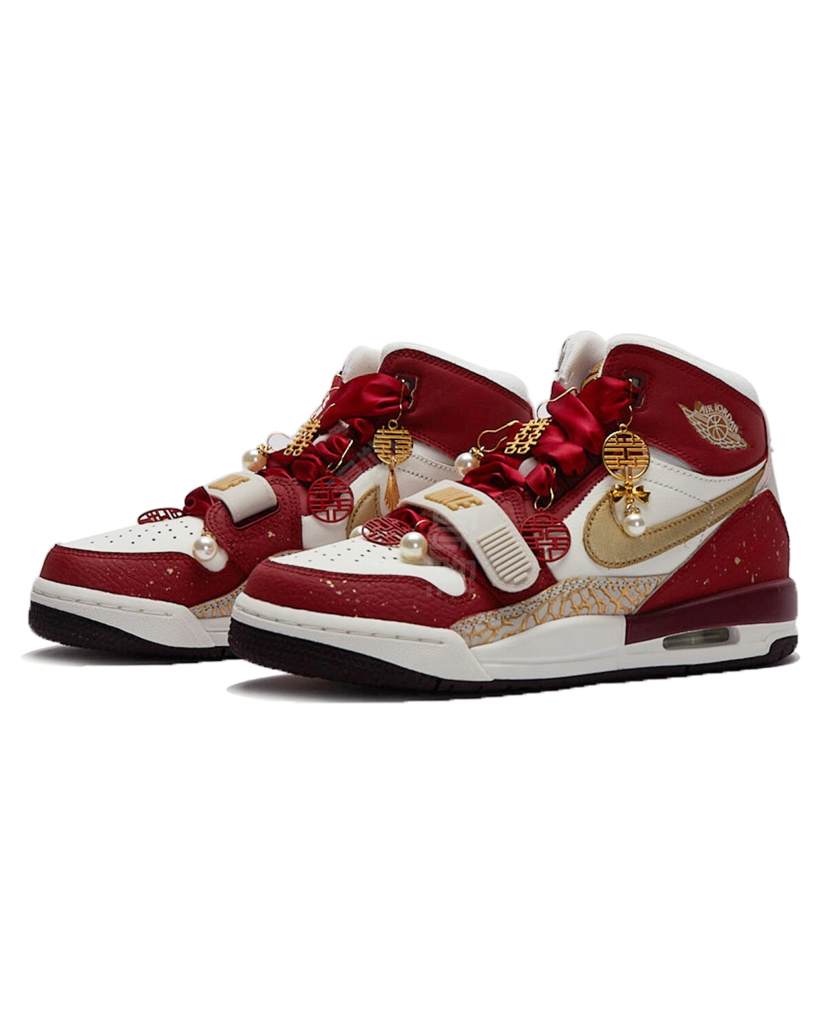 Jordan Legacy 312 женские кроссовки высокие золото-красные картинка