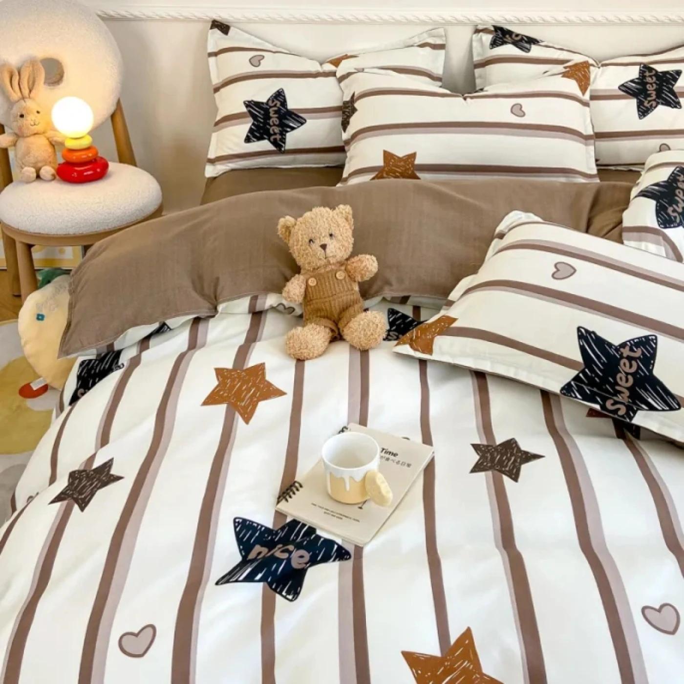 Классическое постельное белье в полоску (Белый/небесно-голубой - 4) картинка