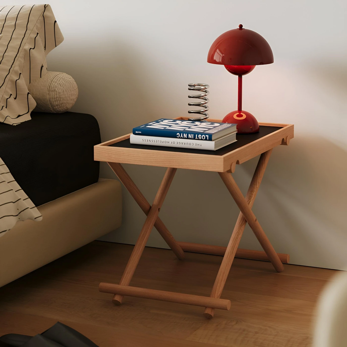 Прикроватный складной столик из массива бука картинка