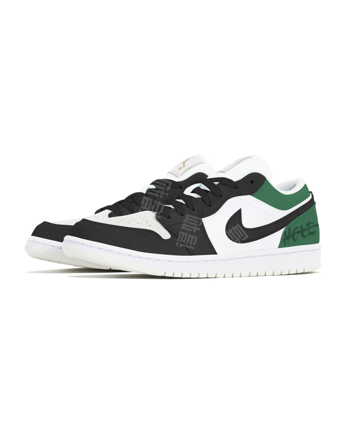 Jordan Air Jordan 1 мужские и женские спортивные кроссовки черно-белые с зеленым ретро картинка