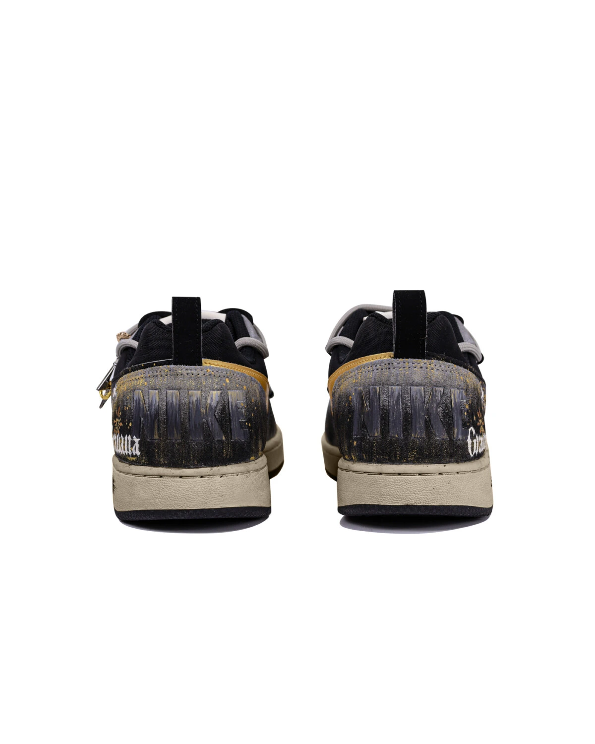 Nike Court Borough LOW мужские кроссовки черные с золотым принтом картинка