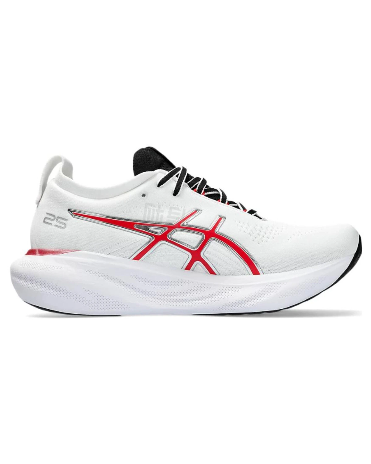 Asics GEL-Nimbus 25 мужские кроссовки для марафона дышащие бело-чёрно-красные картинка