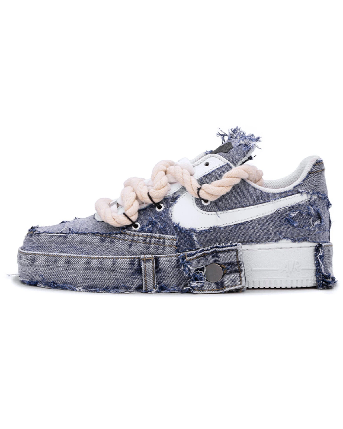 Nike Air Force 1 женские кроссовки джинсовые сине-белые картинка