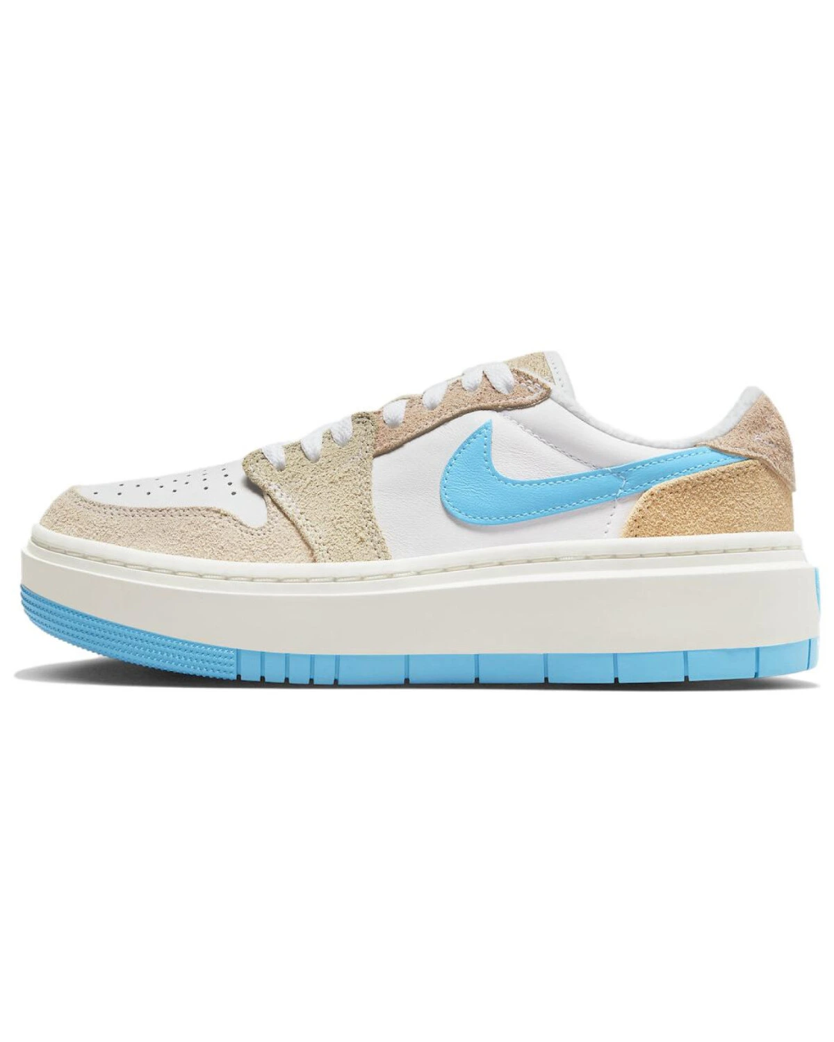 Jordan Air Jordan 1 Elevate Low "Salt Lake City" женские кроссовки бело-коричнево-синие с толстой подошвой картинка