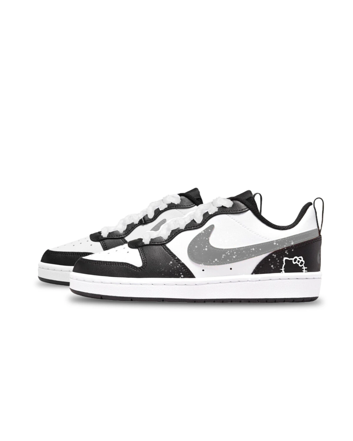 Nike Court Borough детские кеды черно-белые с серым износостойкие противоскользящие картинка