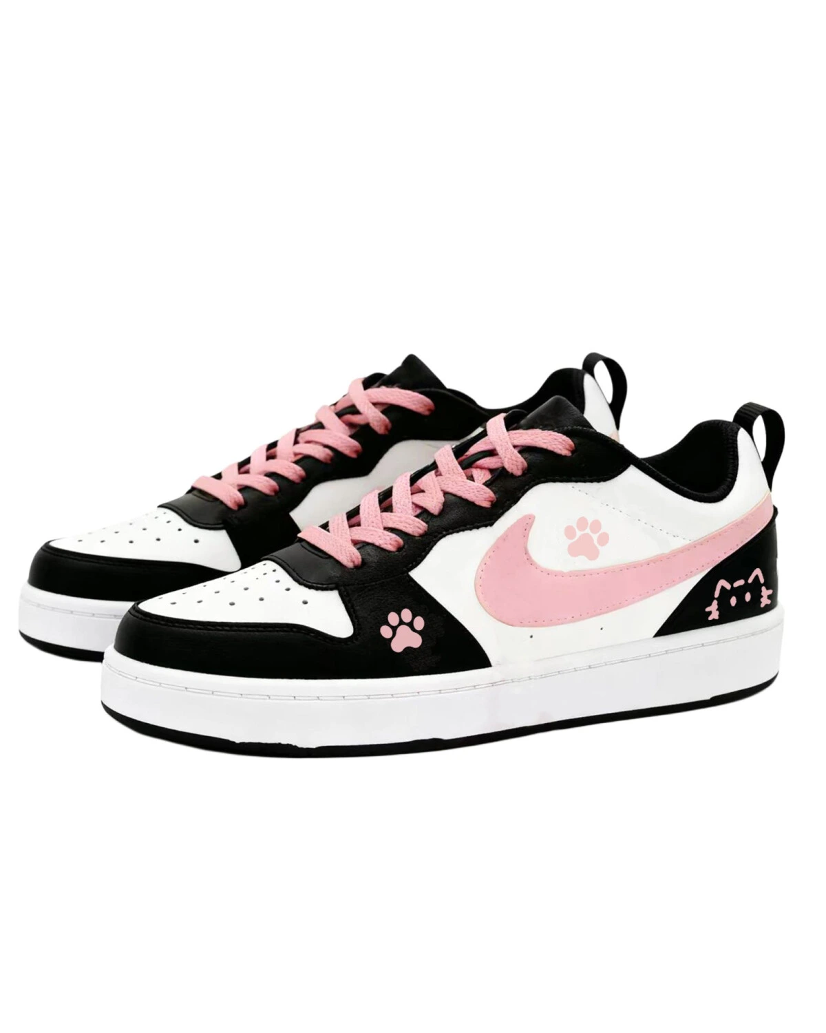 Nike Court Borough детские кроссовки кожаные розовые с принтом котенка картинка
