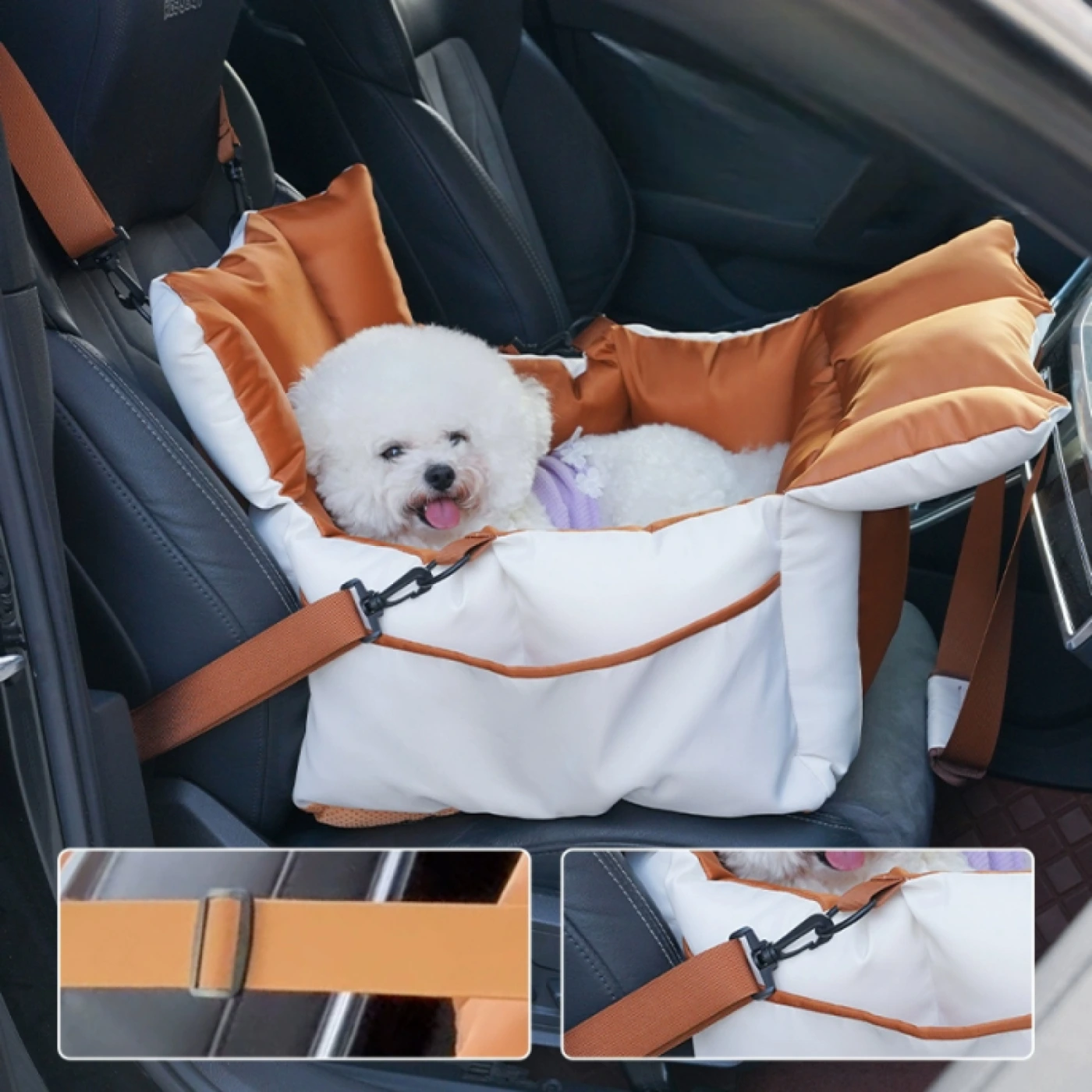Автокресло для собак и кошек SAMSIPET (Белый/коричневый) картинка