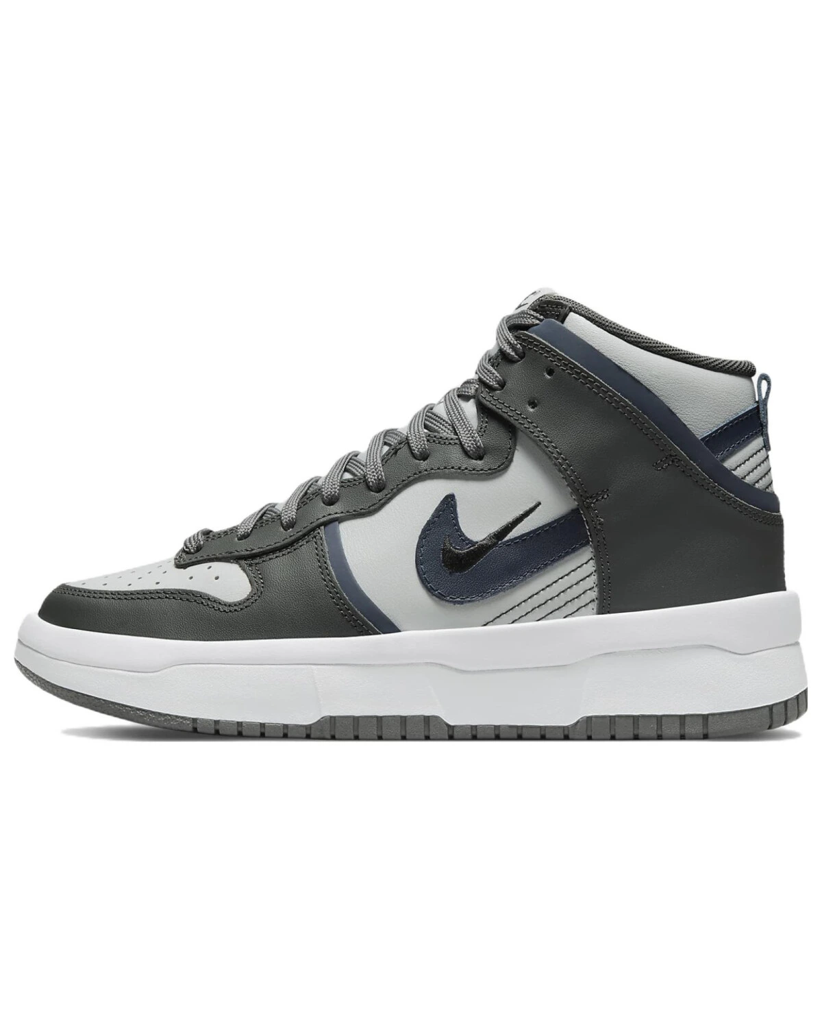 Nike Dunk High Up женские кроссовки кожаные противоскользящие серо-белые картинка