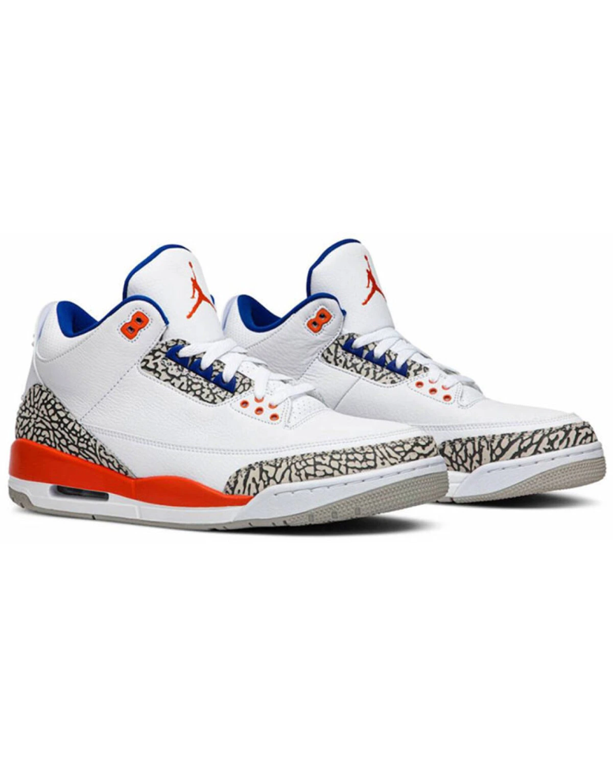 Jordan Air Jordan 3 унисекс кроссовки высокие белые с сине-оранжевыми деталями картинка