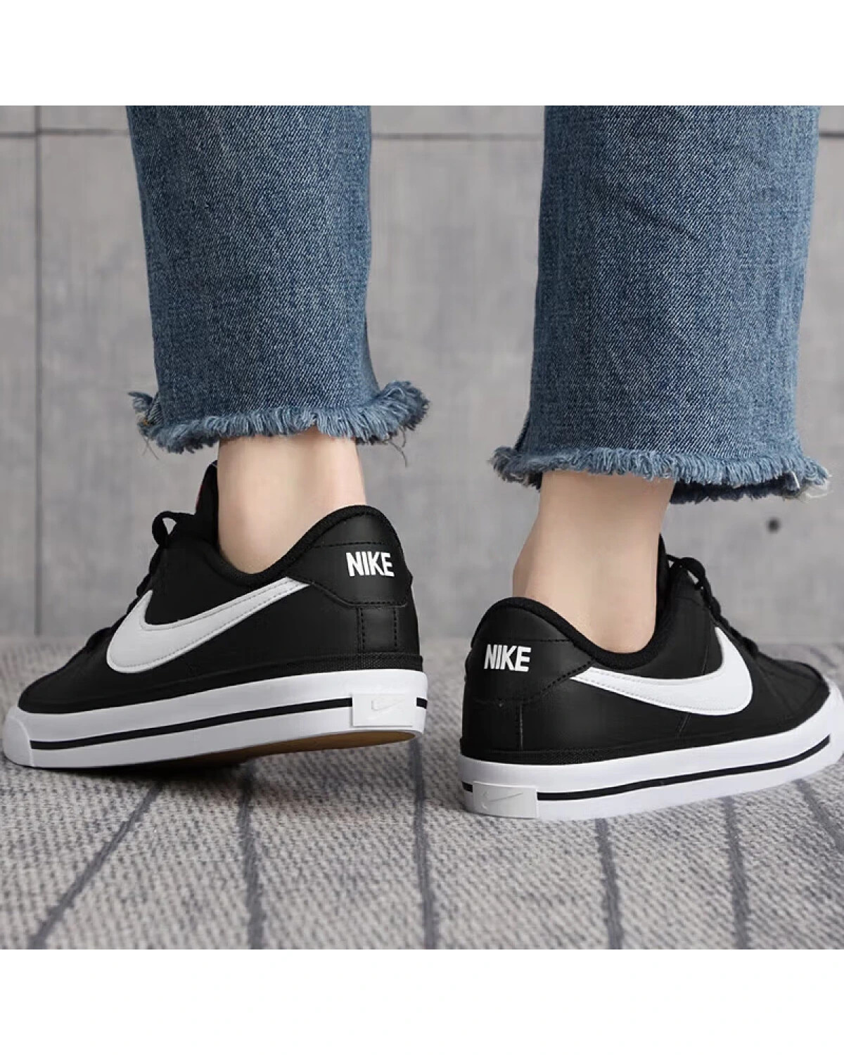 Nike Court Legacy детские кеды черно-белые комфортные картинка