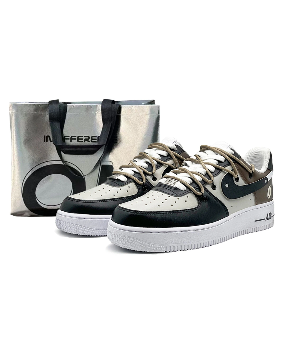 Nike Air Force 1 Low Унисекс кроссовки с амортизацией черно-коричневые картинка