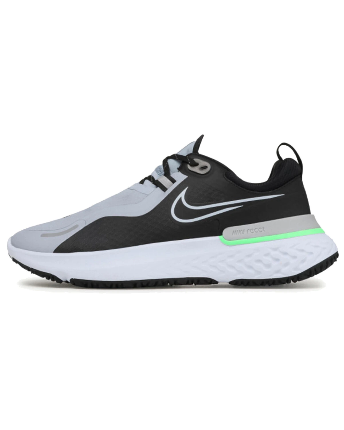 Nike React Miler 1 Shield мужские спортивные кроссовки серо-черно-зеленые с амортизацией React Foam картинка