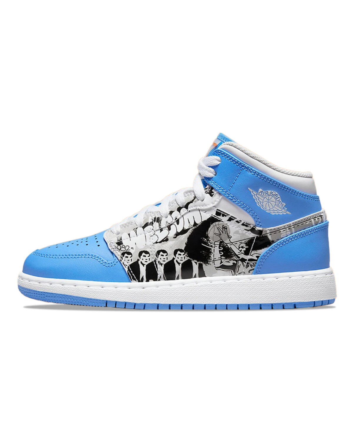 Jordan Air Jordan 1 детские кроссовки синие на шнуровке из кожи картинка
