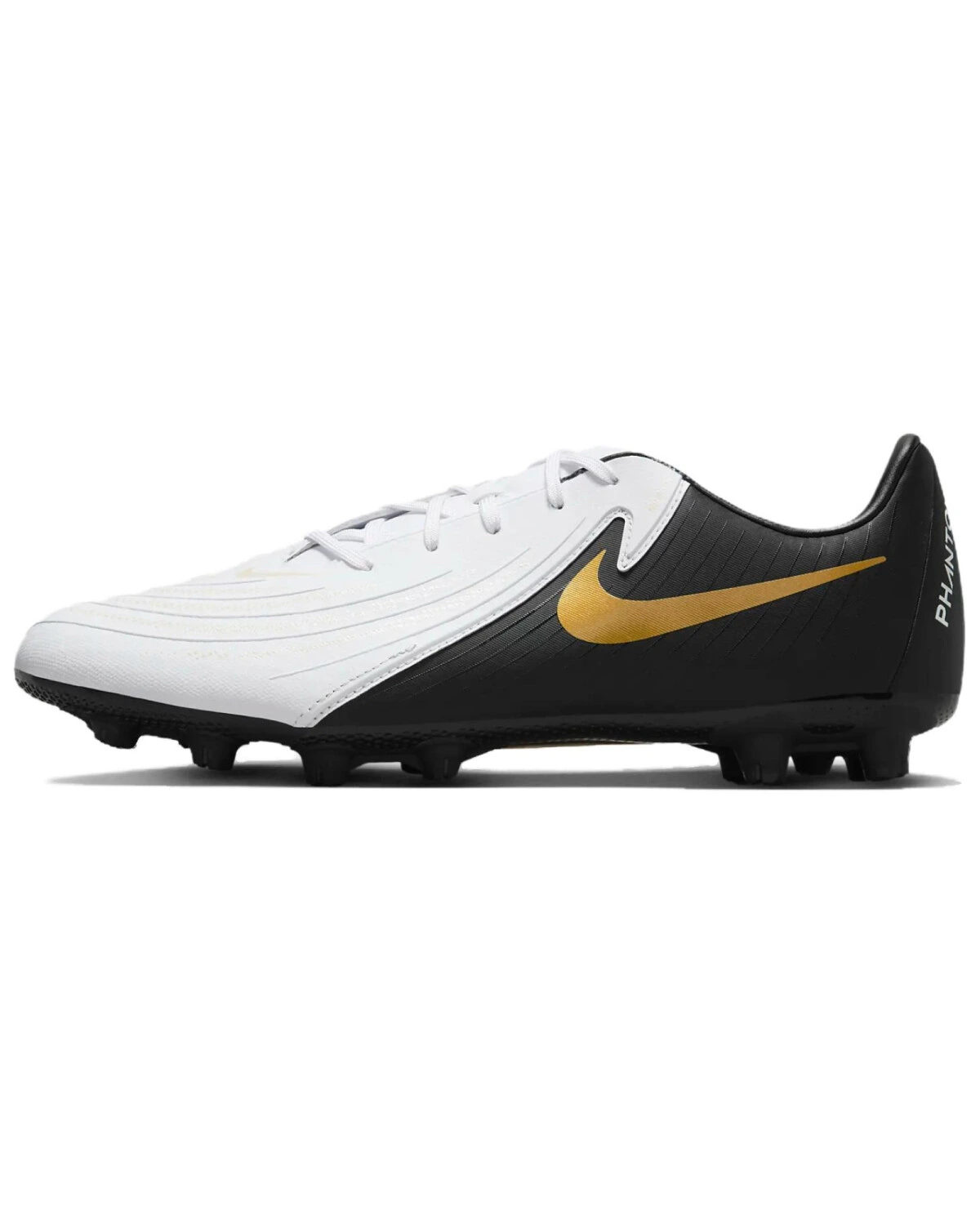 Nike Phantom GX 2 унисекс футбольные бутсы для искусственного газона бело-черные с золотым картинка