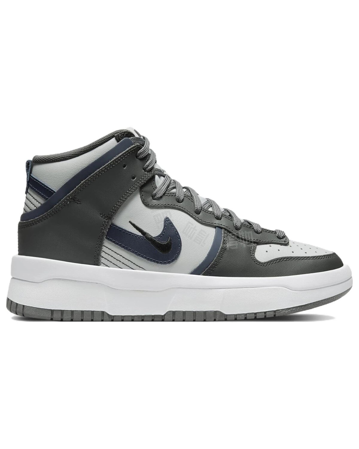 Nike Dunk High Up женские кроссовки кожаные противоскользящие серо-белые картинка