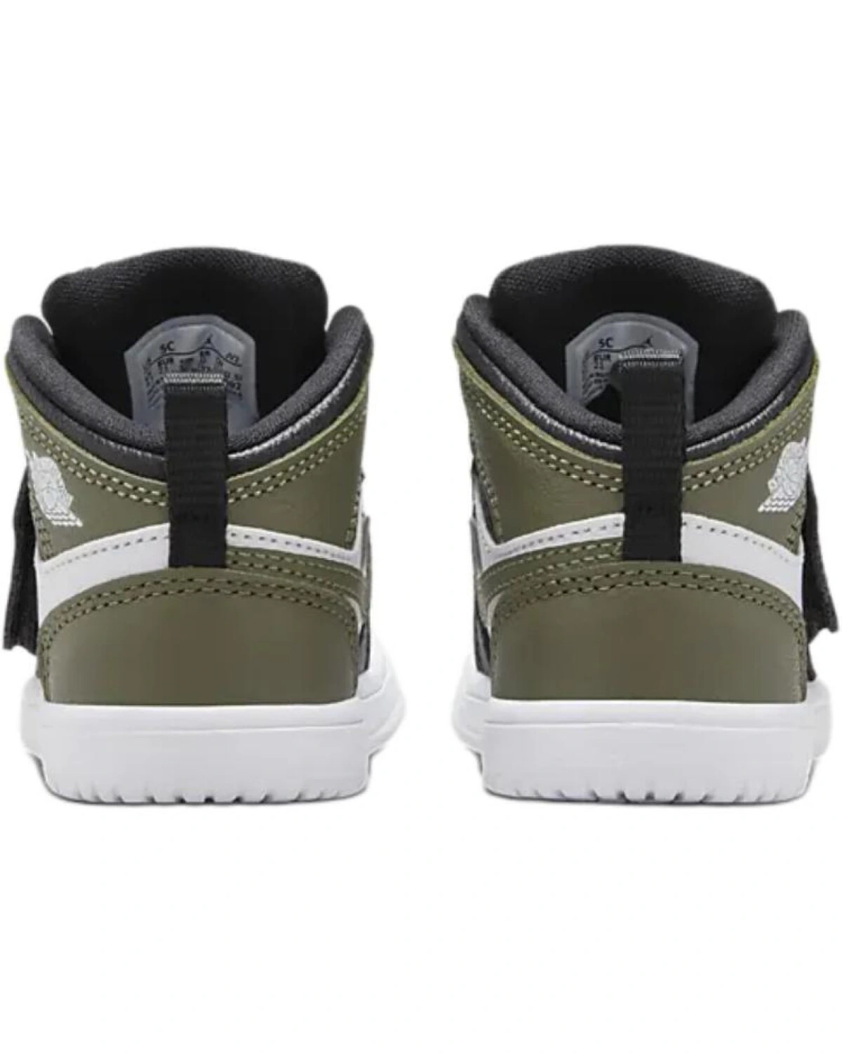 Jordan Sky Jordan 1 детские кроссовки кожаные черные с оливковым и белым картинка