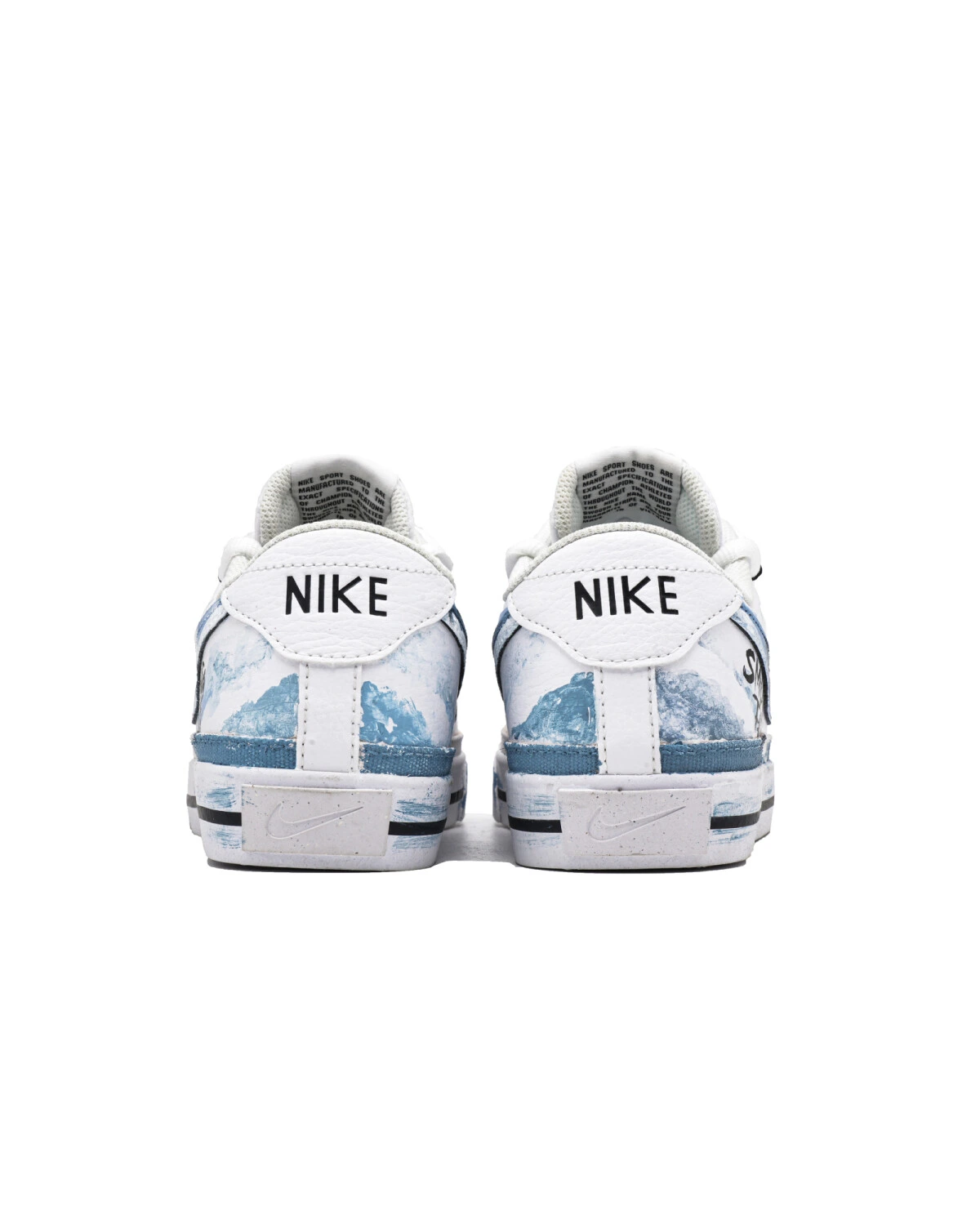 Nike Court Legacy Smiley Face кроссовки сине-белые с противоскользящей подошвой картинка