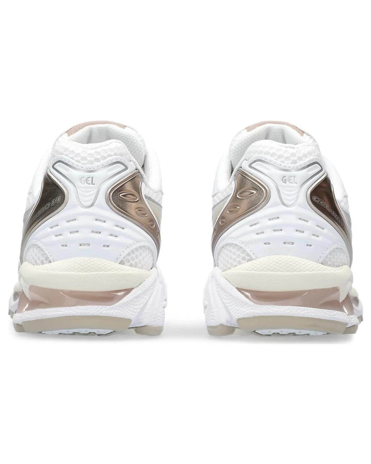 Asics Gel-Kayano 14 женские кроссовки повседневные кожа и сетка бело-коричневые картинка