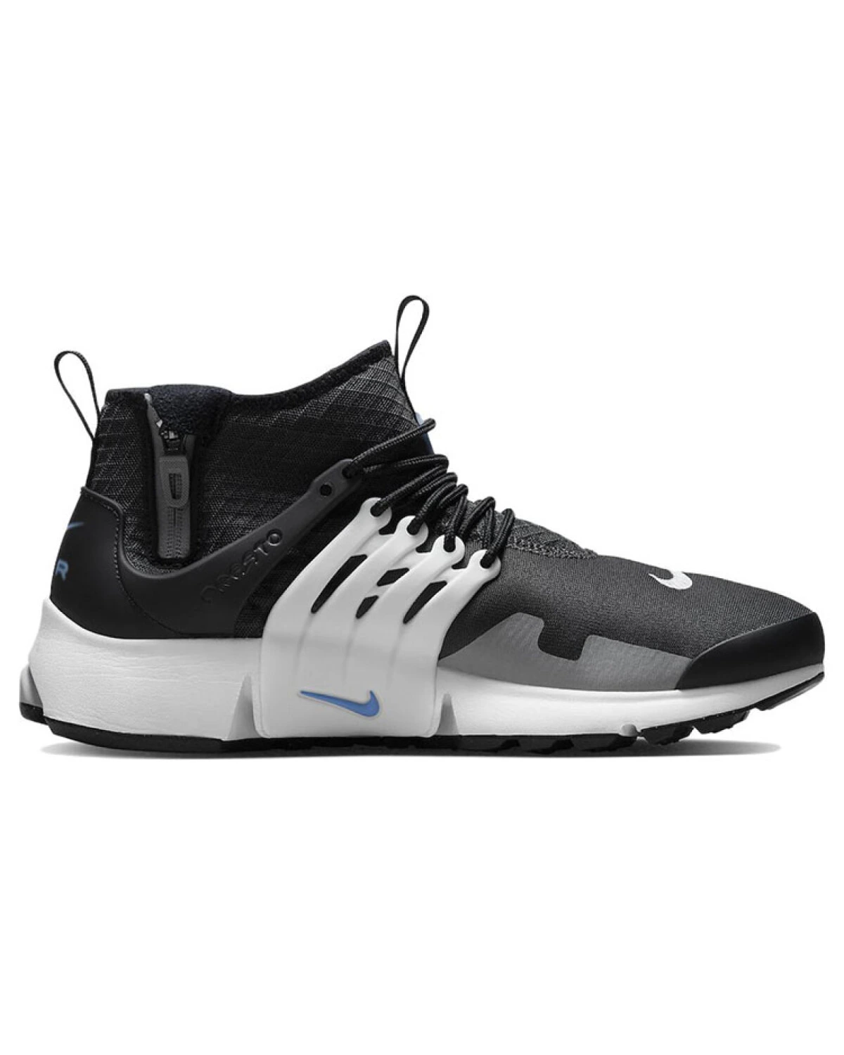 Nike Air Presto унисекс кроссовки черно-белые с синим картинка