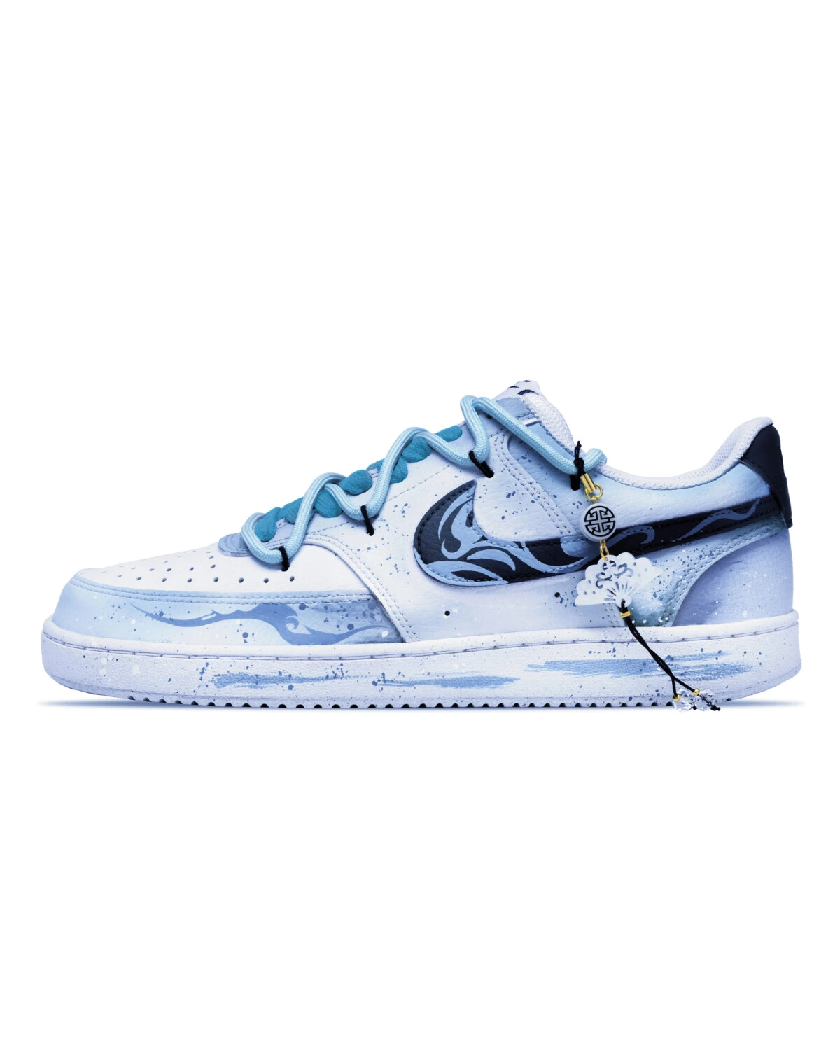 Nike Court Vision Low unisex кеды синие с традиционным узором и износостойкостью картинка