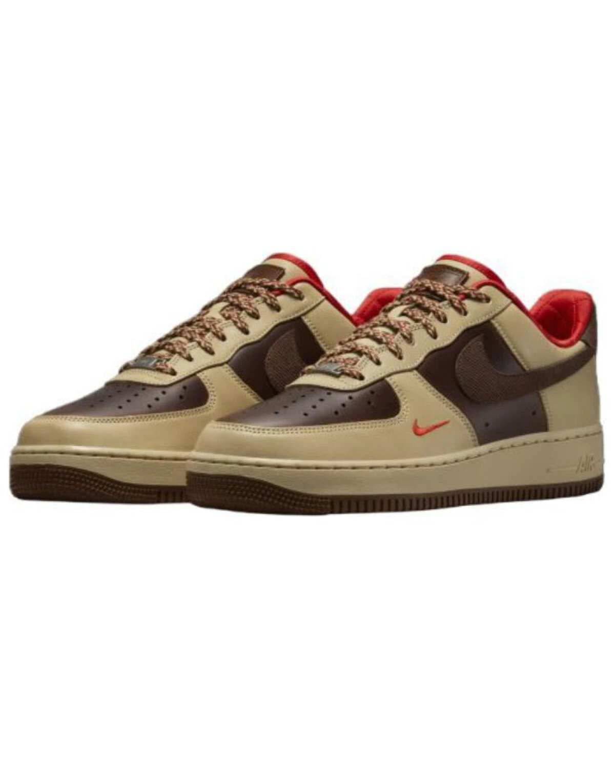 Nike Air Force 1 unisex кроссовки коричневые повседневные с шнуровкой картинка
