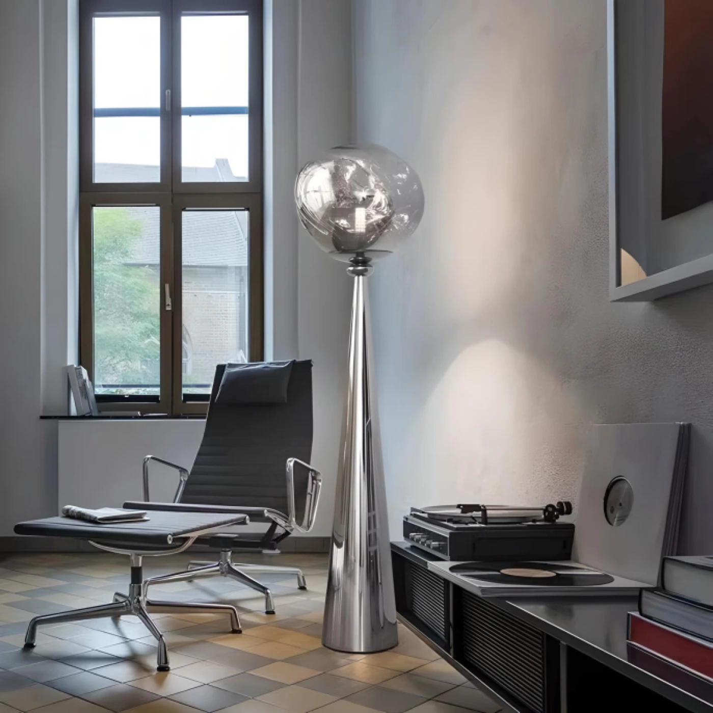 Напольный светильник для гостиной в скандинавском стиле (серебристый) картинка