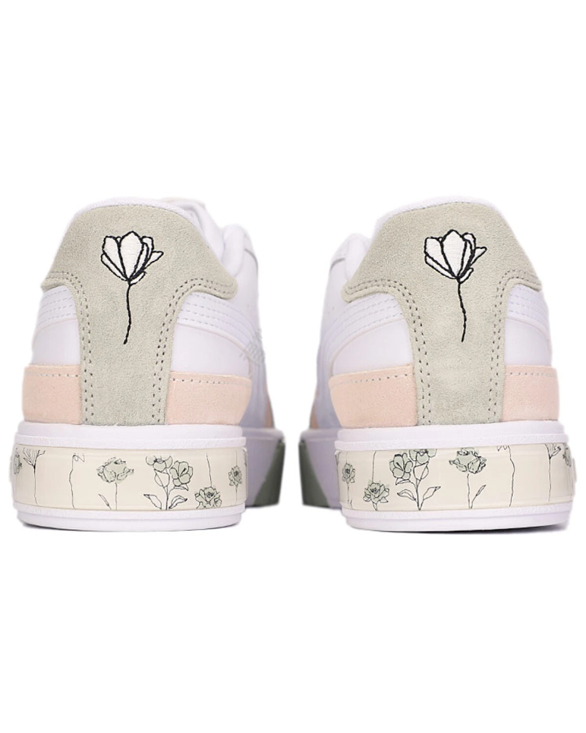 PUMA Cali Star женские кеды бело-зелено-розовые кожаные картинка