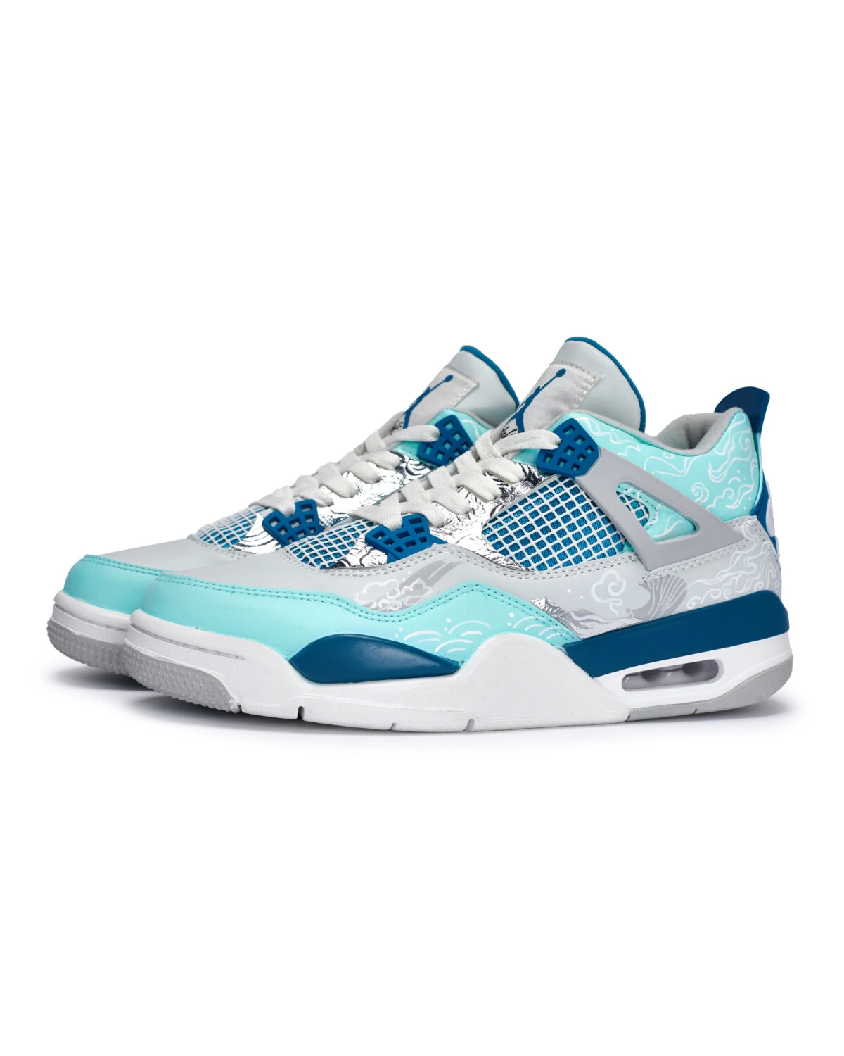 Jordan Air Jordan 4 унисекс кроссовки ретро баскетбольные голубо-серо-белые картинка