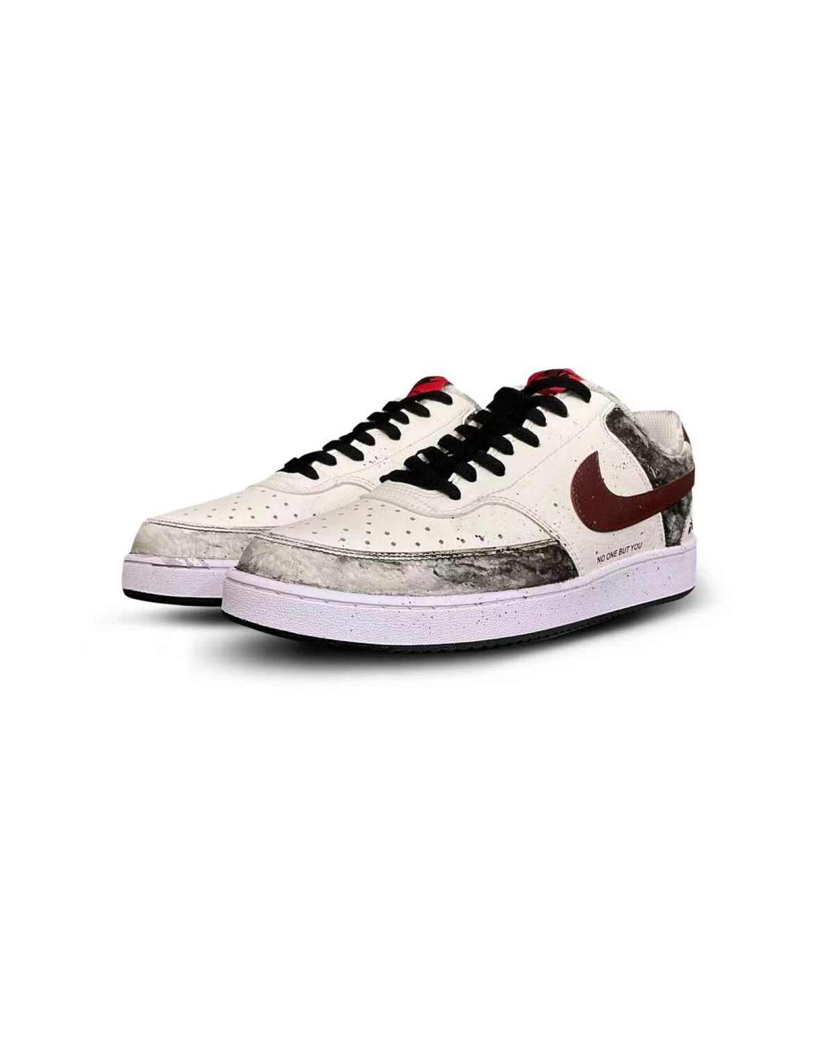 Nike Court Vision 1 мужские кроссовки бело-черные с принтом картинка