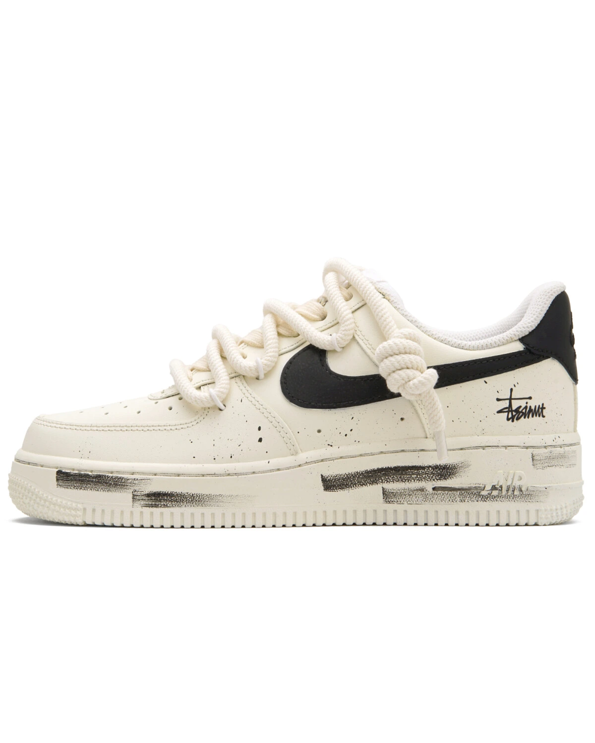 Nike Air Force 1 "Abstract ink wasteland" unisex кроссовки бело-черные с арт-принтом картинка