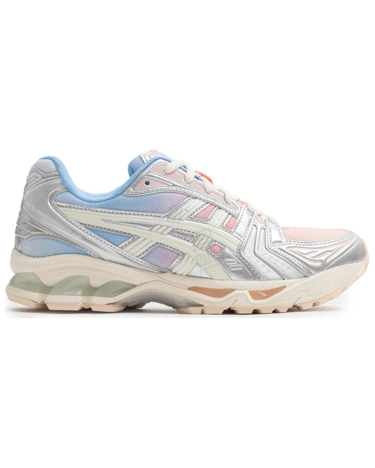Asics Gel-Kayano 14 женские спортивные кроссовки серебристо-розово-голубые картинка