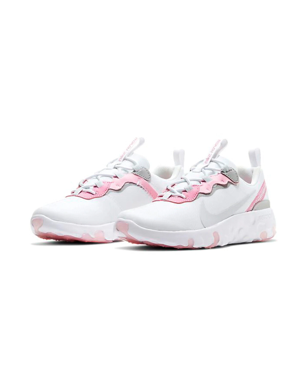 Nike React Element 55 детские кроссовки с амортизацией и несользящей подошвой розово-белые картинка