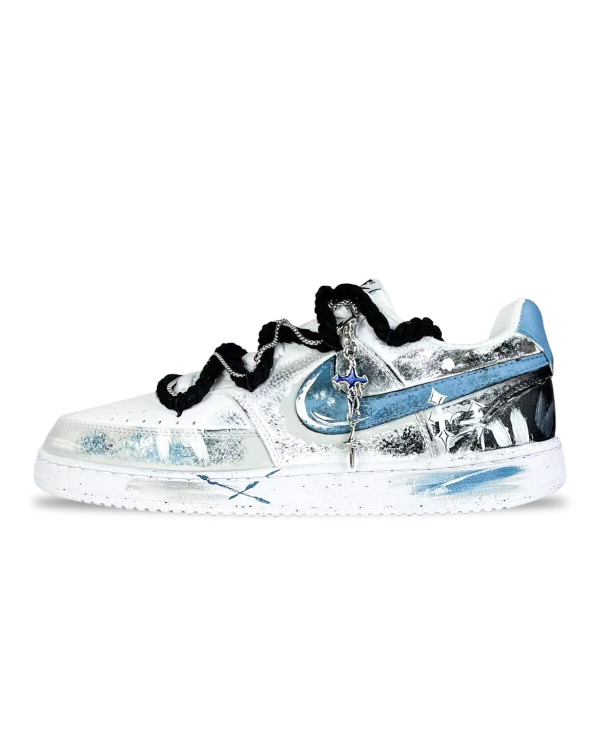 Nike Court Vision 1 мужские повседневные кроссовки сине-белые с принтом картинка