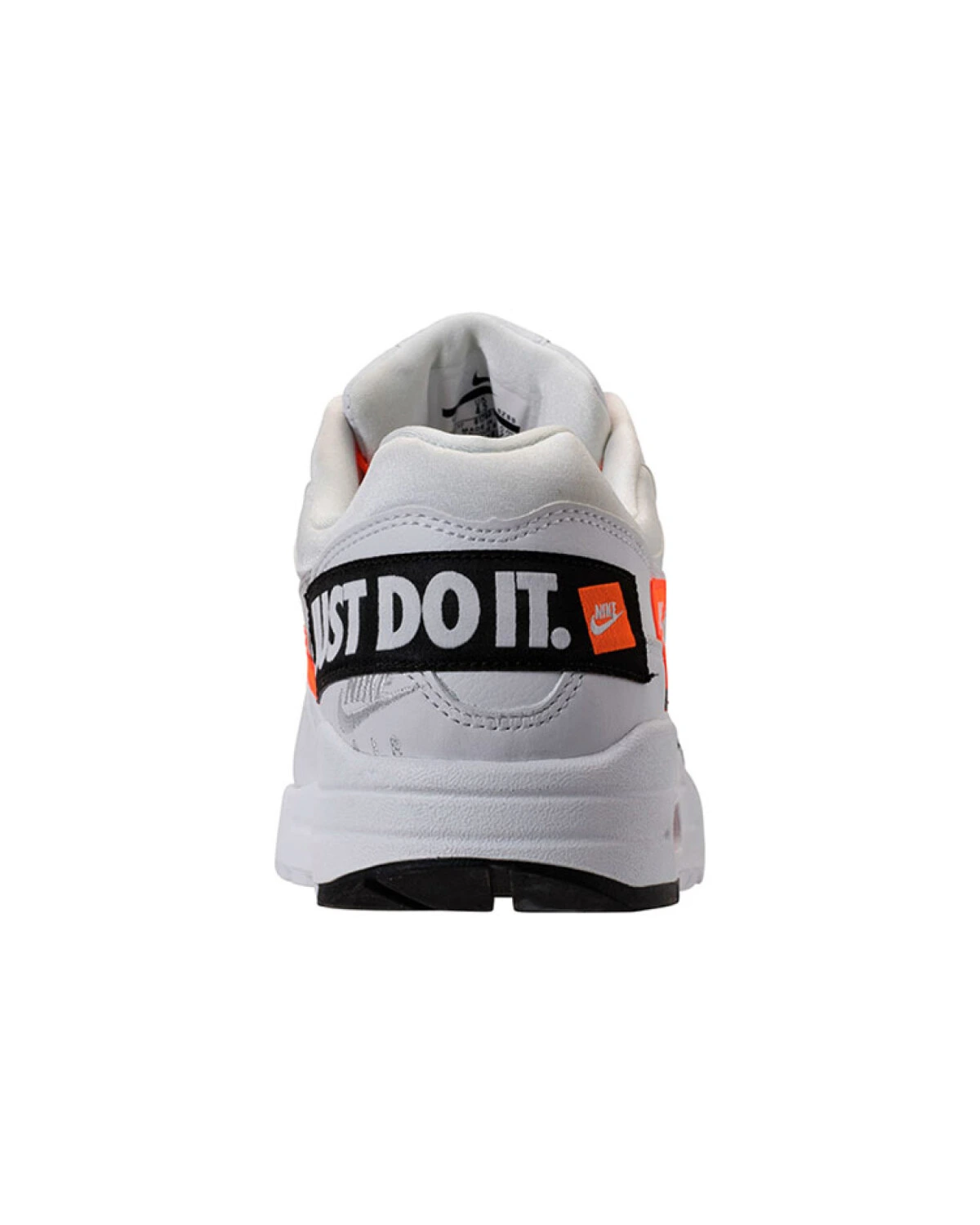 Nike Air Max 1 унисекс кроссовки белые с оранжевыми шнурками и воздушной подушкой картинка