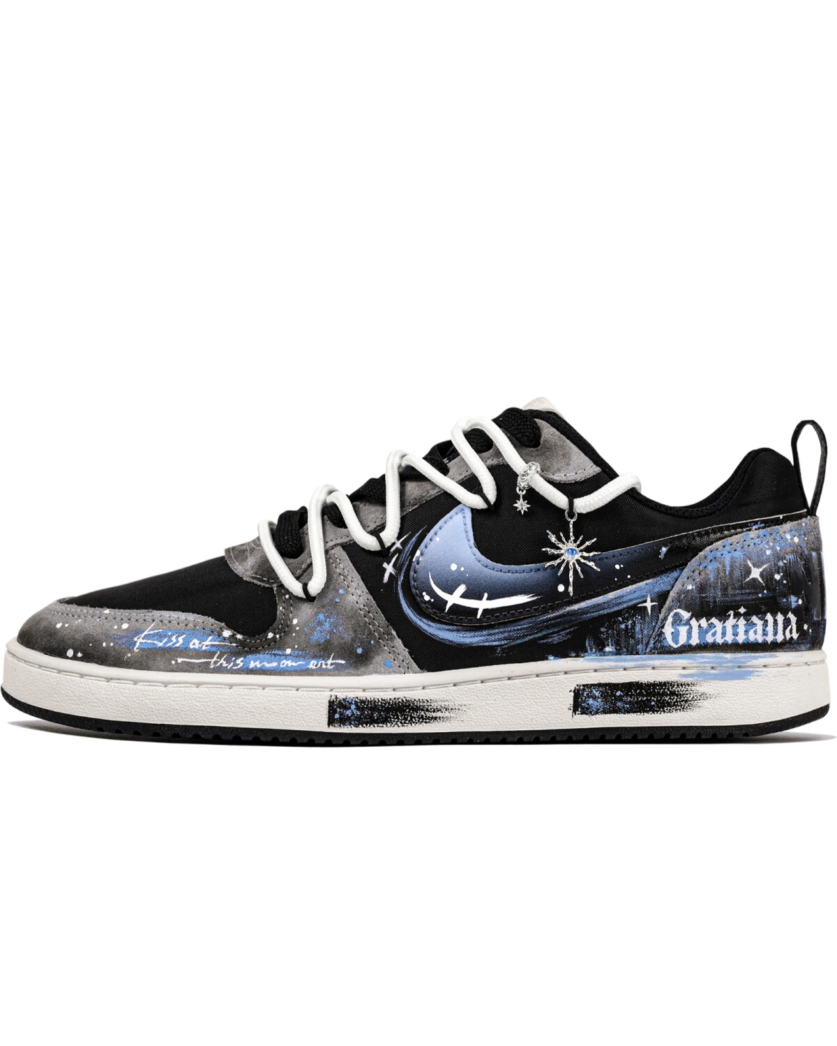 Nike Court Borough LOW мужские кроссовки черно-синие с принтом картинка