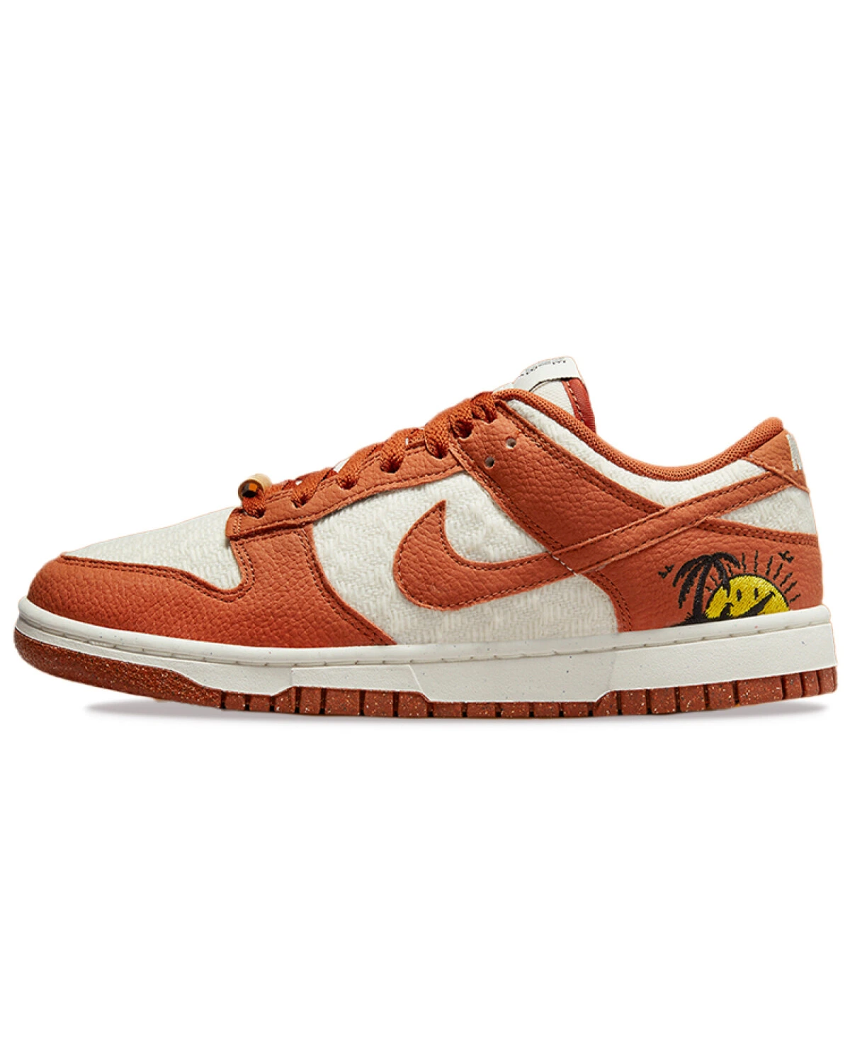 Nike Dunk Low Sun Club женские кроссовки из ткани и кожи бело-оранжевые картинка