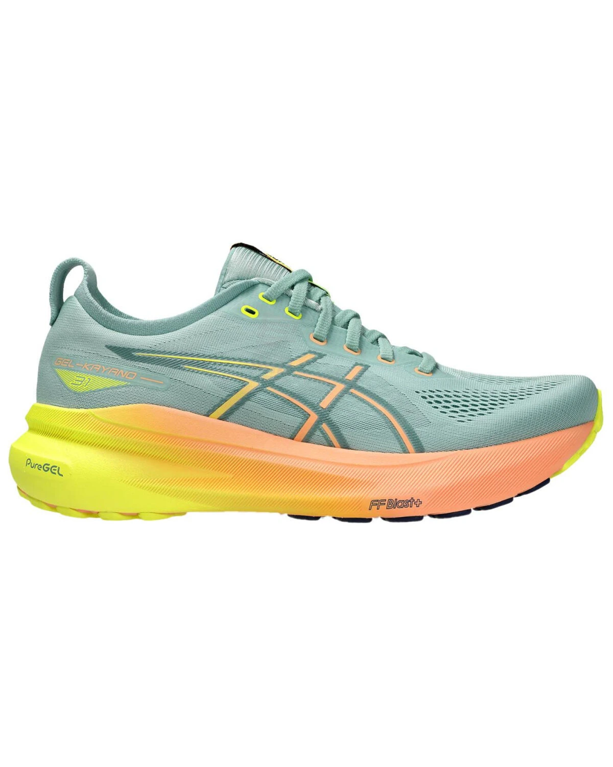 Asics Gel-Kayano 31 мужские кроссовки для марафона стабильные зелено-желтые картинка