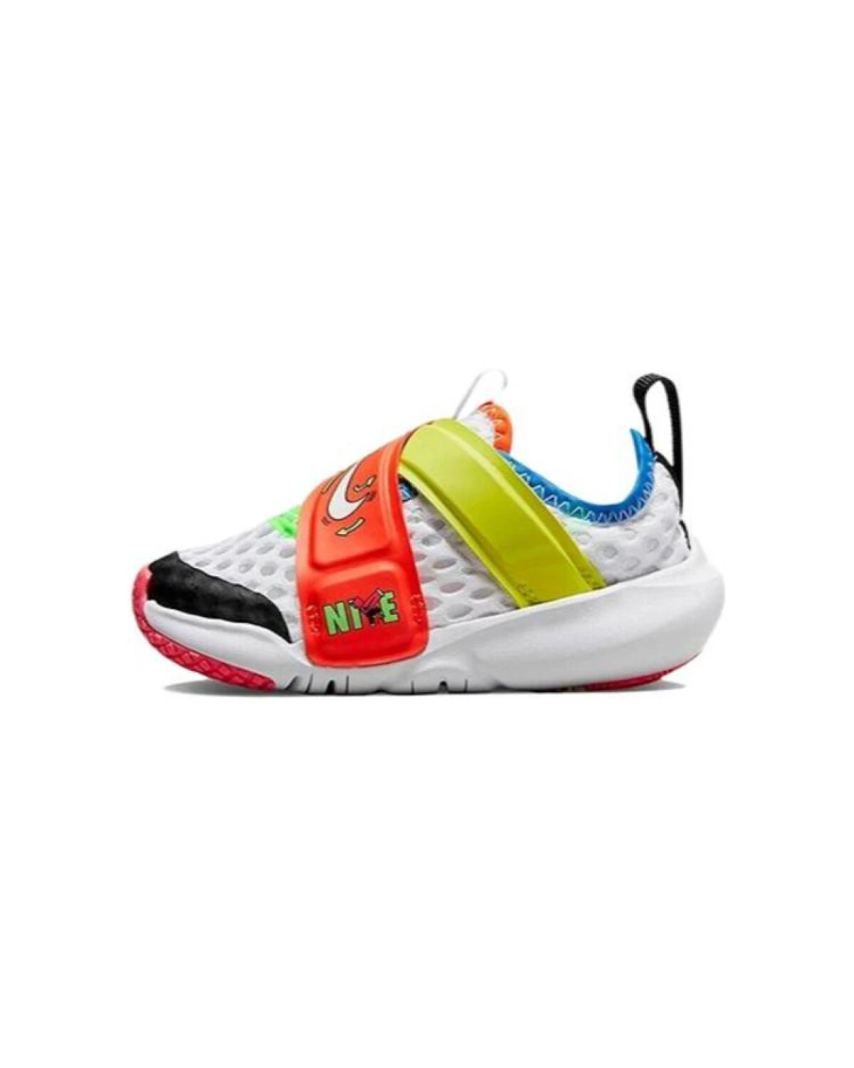 Nike Flex Advance детские кроссовки для бега бело-желто-оранжевые на липучке картинка