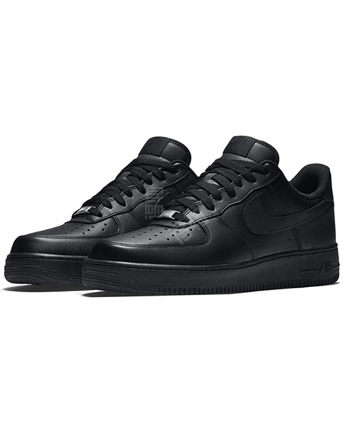 Nike Air Force 1 мужские и женские кроссовки кожаные черные картинка